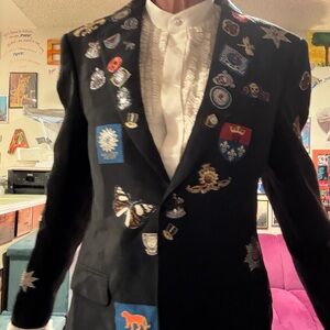 Alexander McQueen Embroidered Suit Set-Jacket+Pants+Ruffled Blouse